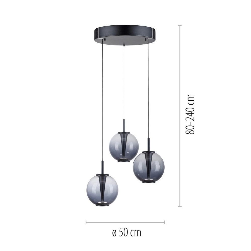 Vide pendant lamp Pure E-Infinty Mystic Grey with smoke glass Paul Neuhaus 4012248398173