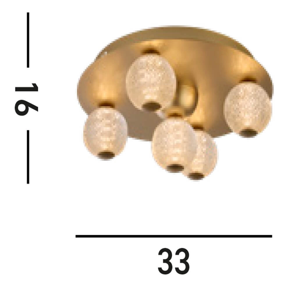 5-light ceiling lamp Asteroid gold Searchlight 5053423273402