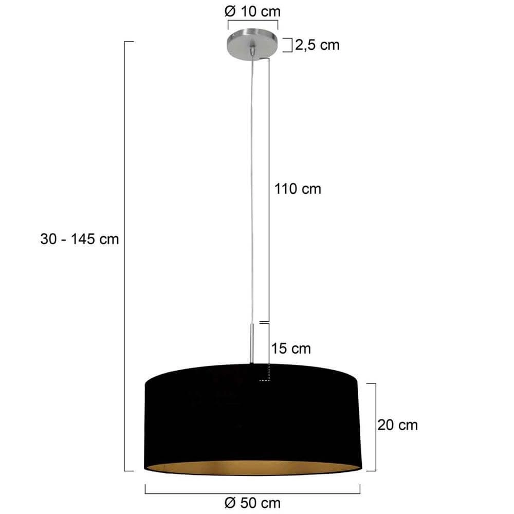 Pendant lamp Sparkled Light metal with black shade Steinhauer 8712746175486