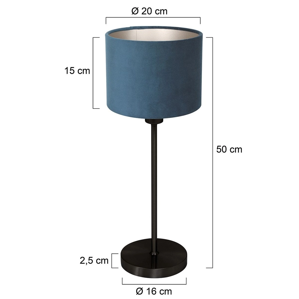 Black table lamp Noor with blue hood Steinhauer 8712746182224