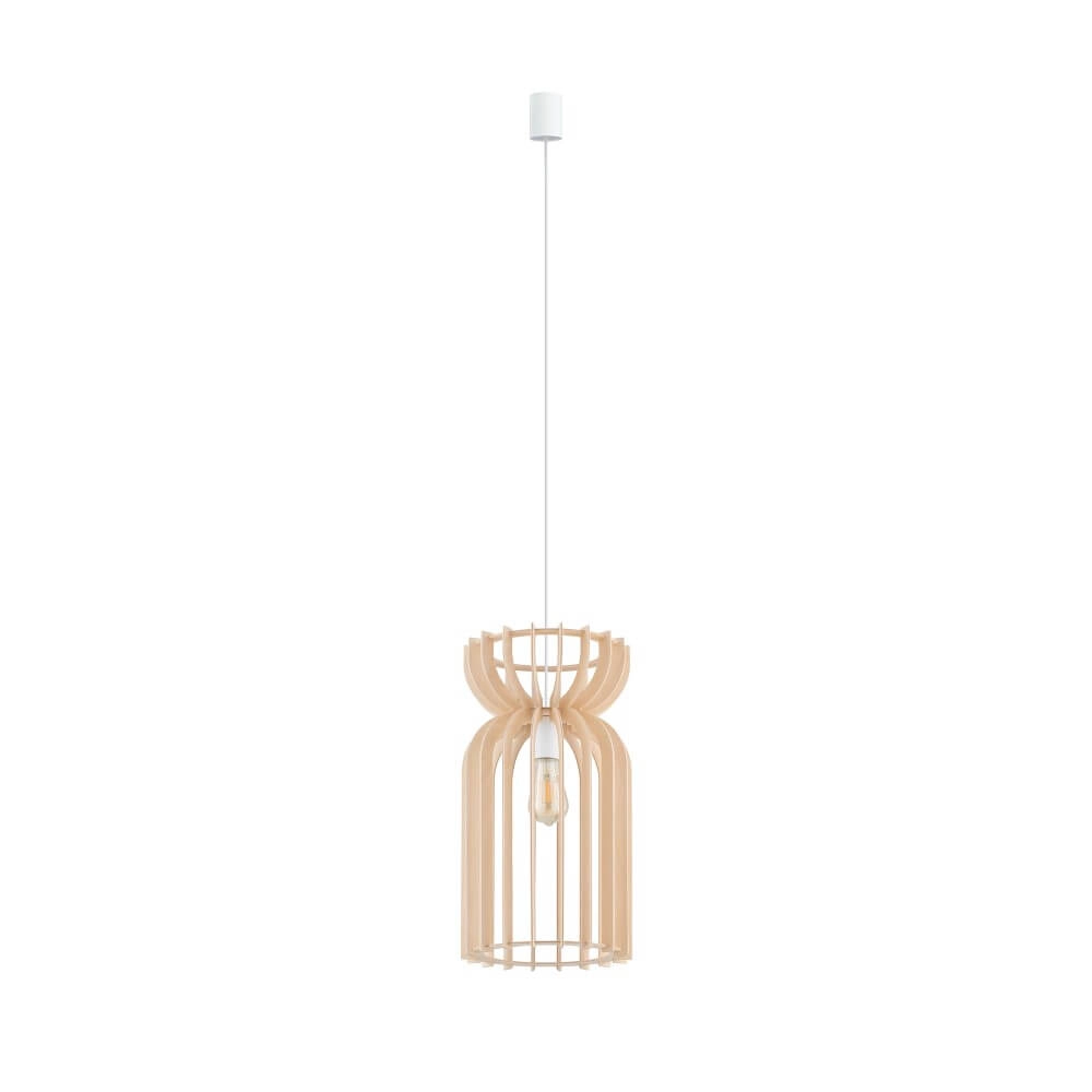 Wooden hanging lamp Kymi Ø 26cm - wood brown Lyora 5903139105705