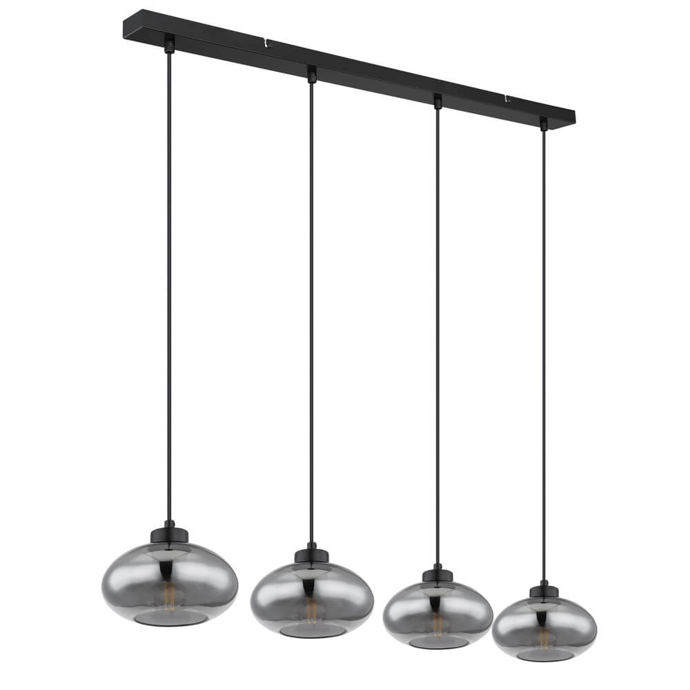 Black pendant lamp Shaun 4-light straight Globo 9007371442478
