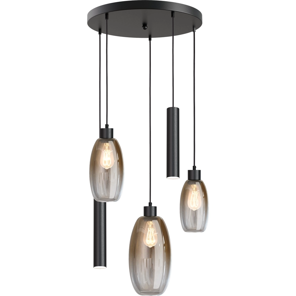 Vide pendant lamp Olive 3x glass - 2x Run - black - Ø50cm