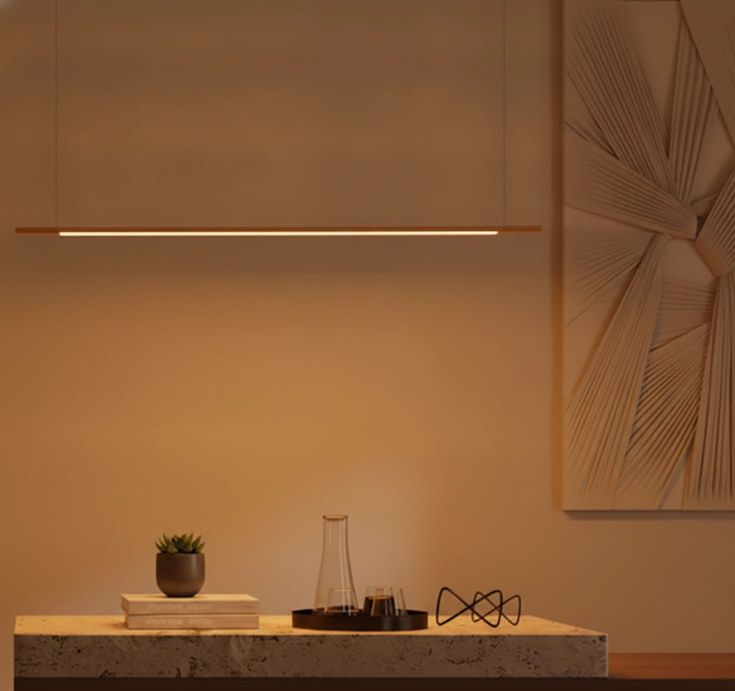 Sleek pendant lamp Brillia gold 120cm