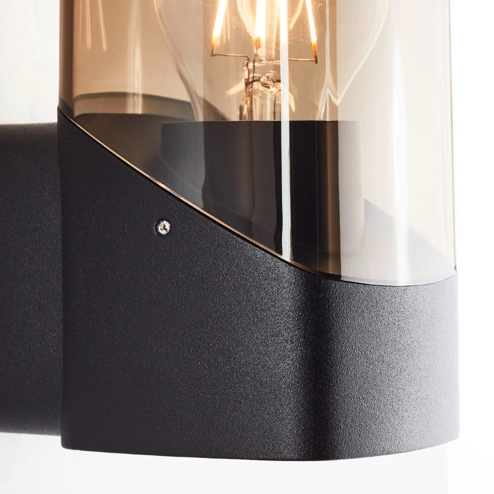 Black wall lamp Minou with smoke glass Brilliant 4004353435744