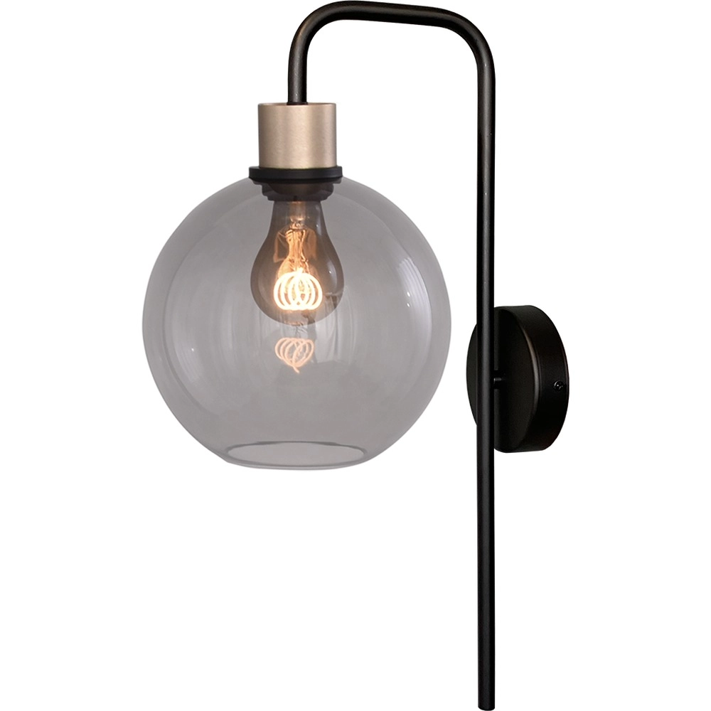 Wall lamp Lazise black with gold smoke glass