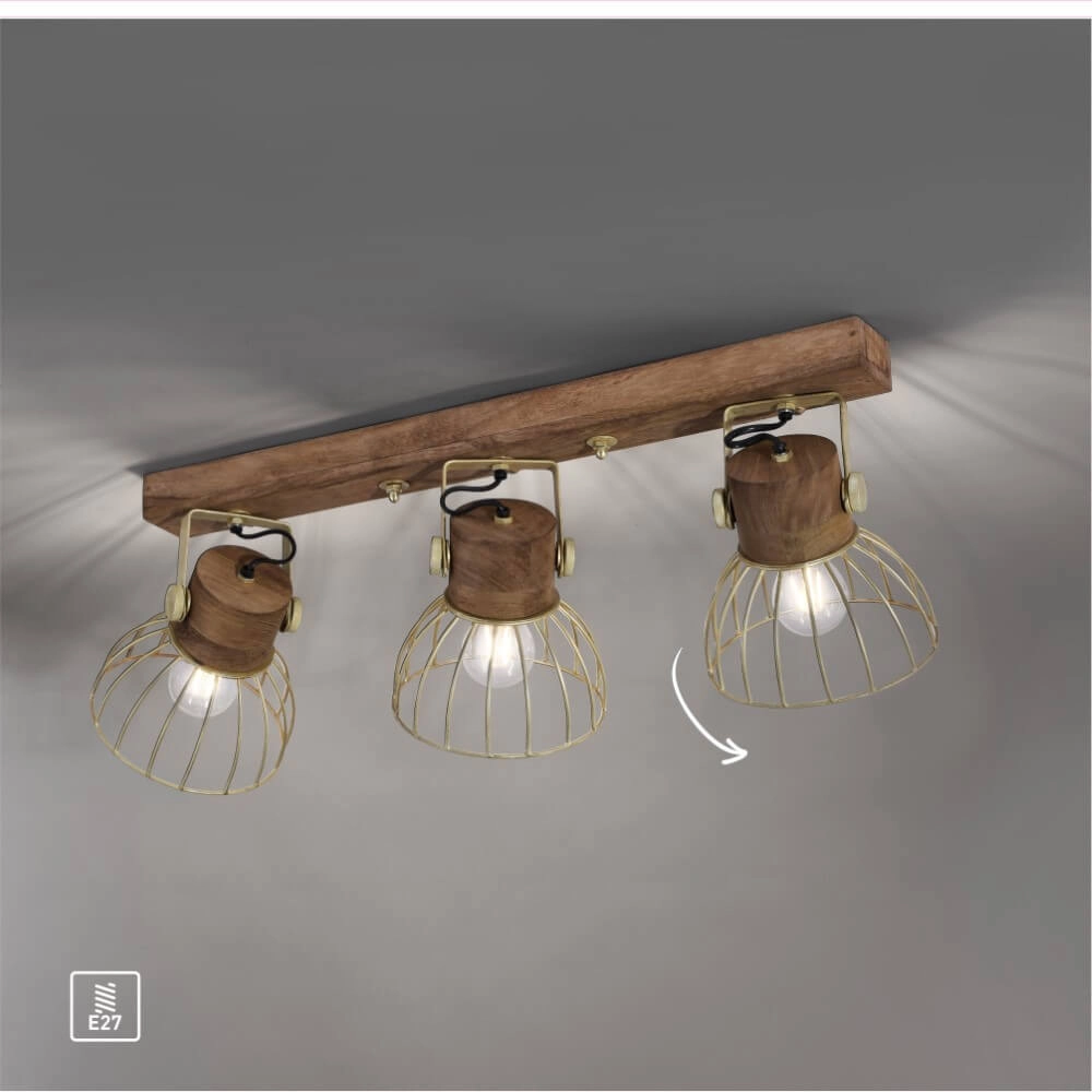 Ceiling lamp Alami Brown brass 3-lights Just Light 4043689976231