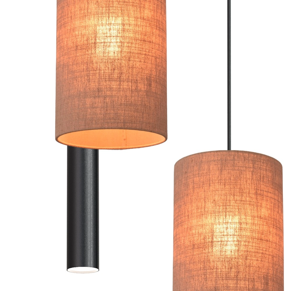 5-light pendant lamp Lisbourg Black with tan beige hood Masterlight