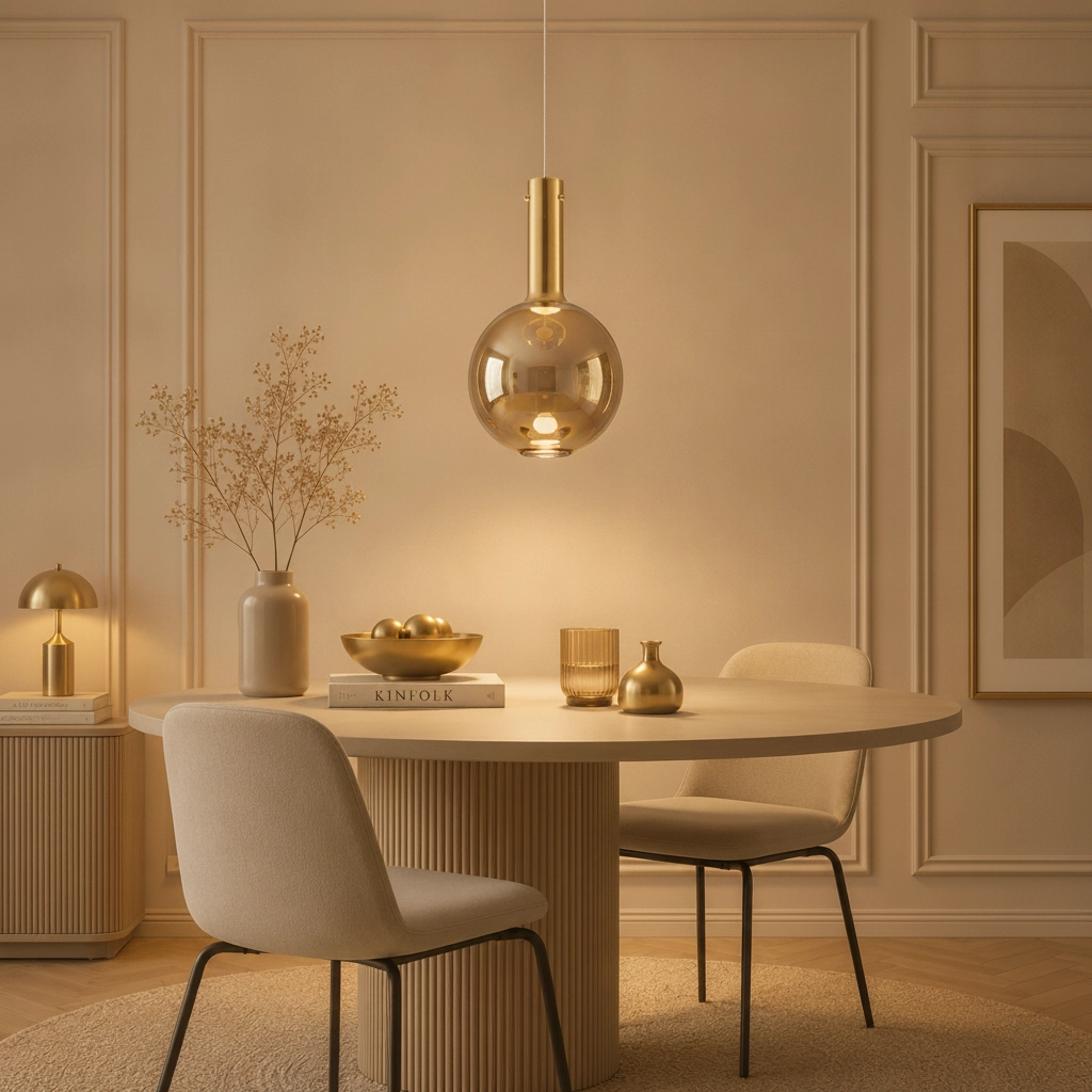 Pendant lamp Nostos gold glass Ø 30cm