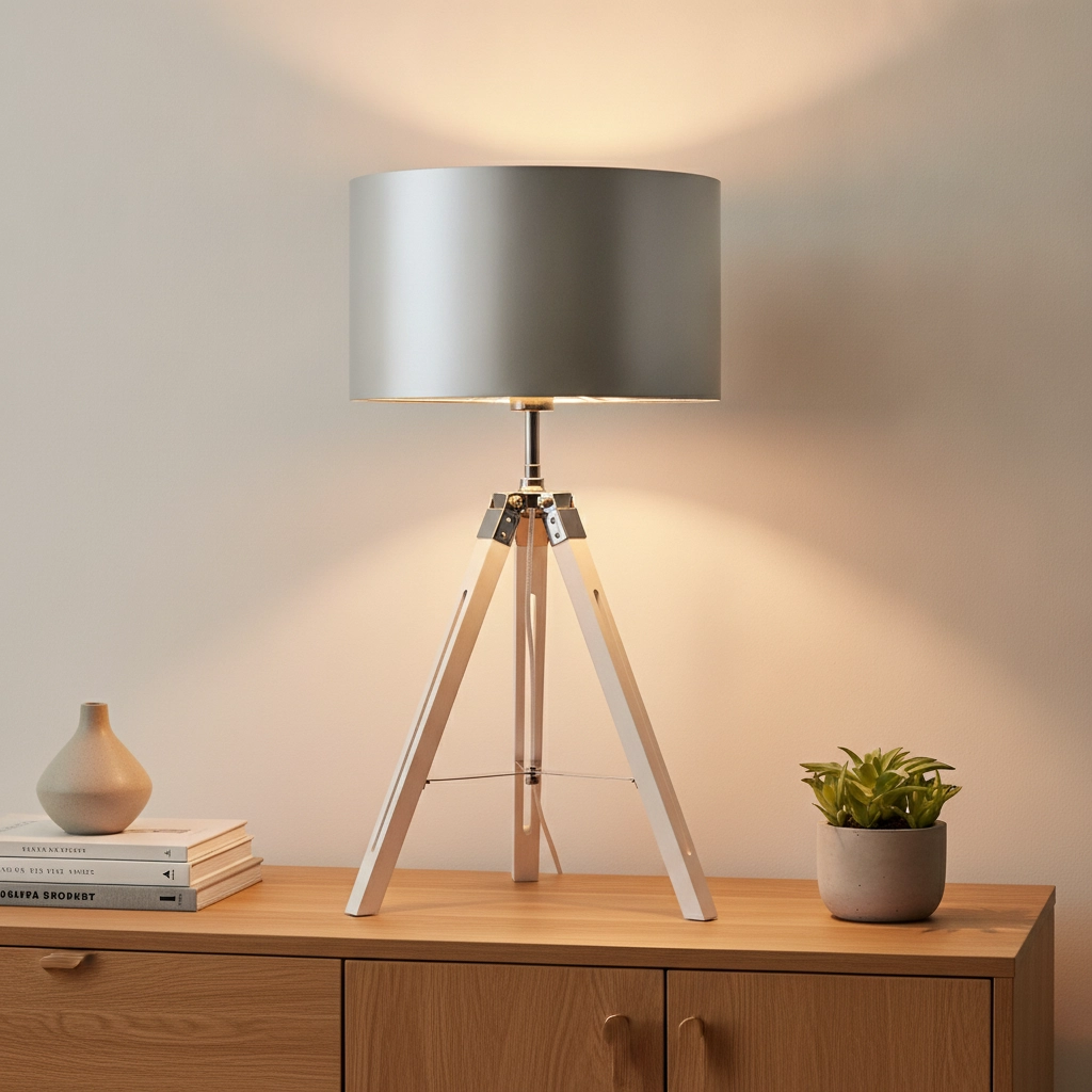 Tripod table lamp Jewel 67cm white with gray