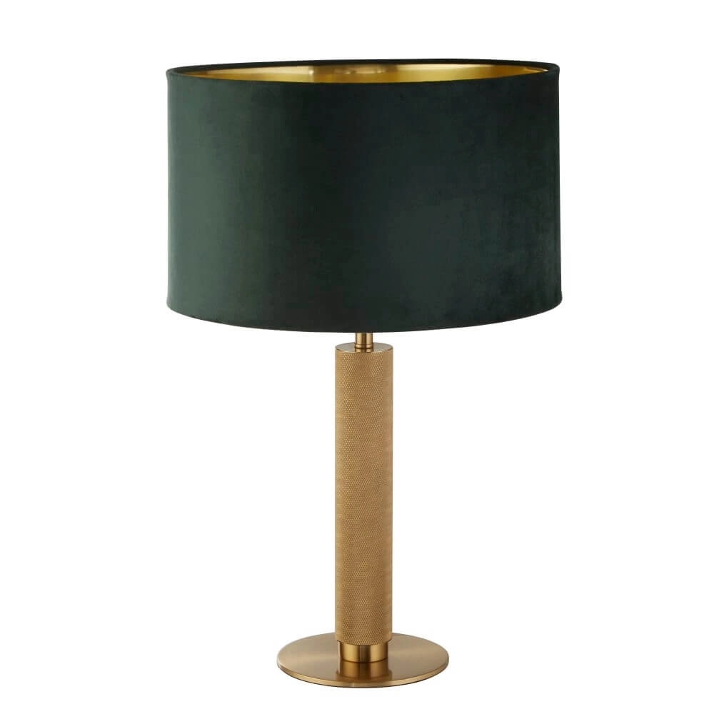 Golden table lamp London with green hood