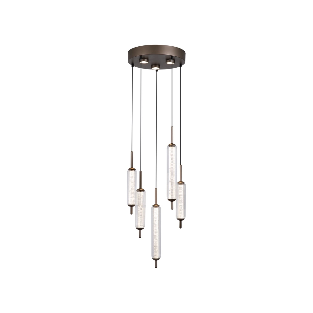 Unique pendant lamp Cattail 5-light bubble glass