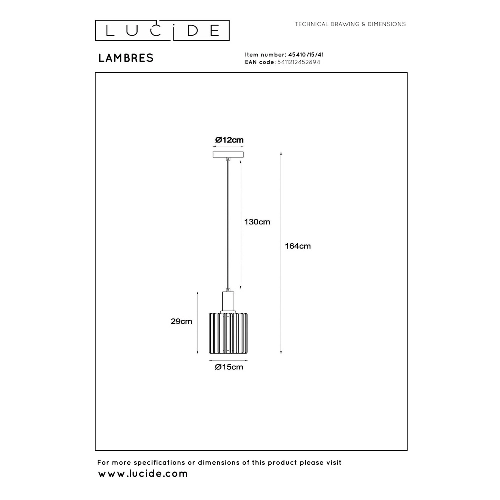 Pendant lamp Lambres Ø 15cm taupe Lucide 5411212452894