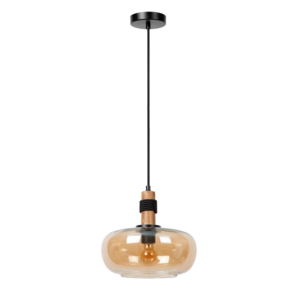 Pendant lamp Ilona Ø 30cm black with amber glass