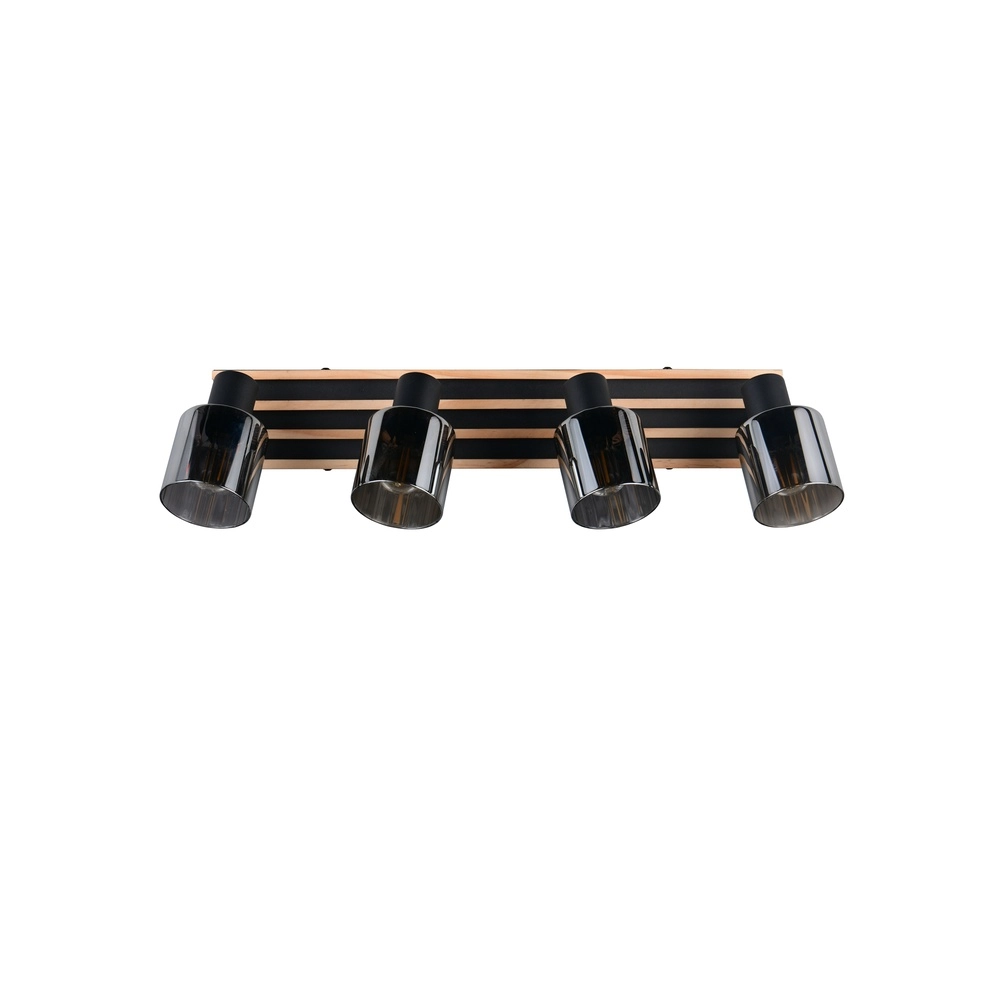 Ceiling lamp 4-lights Travia black with wood Trio 4017807682618
