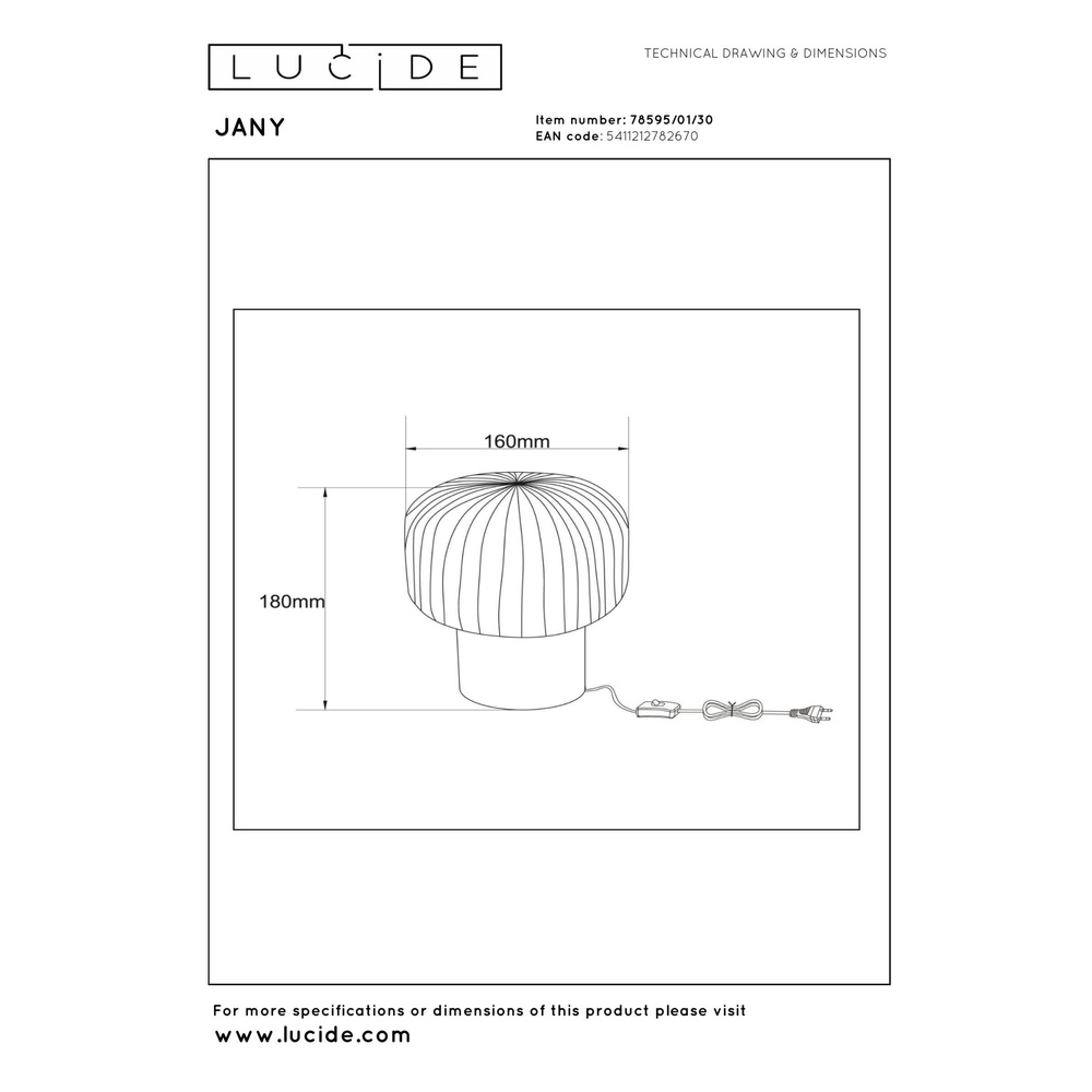 Table lamp Jany Black Lucide 5411212782670