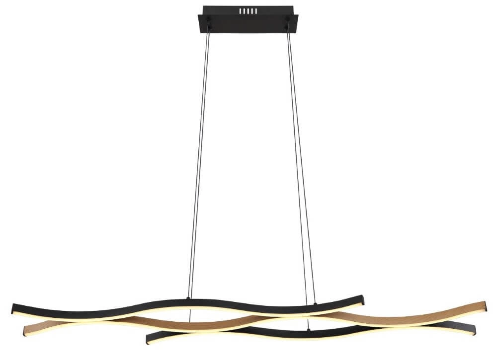 Pendant lamp Geronimo black with wood Globo 9007371451043