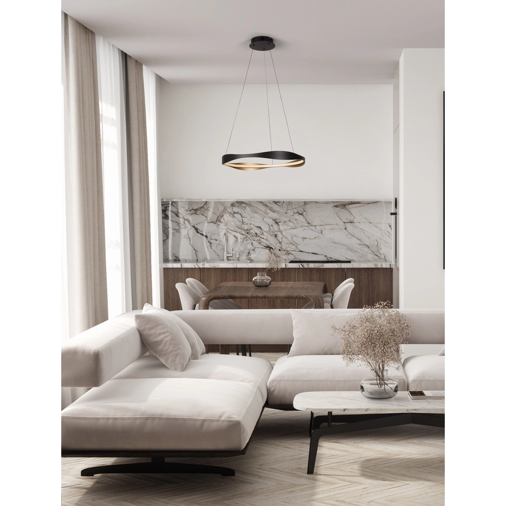 Design pendant lamp Dobi Ø 60cm black with gold