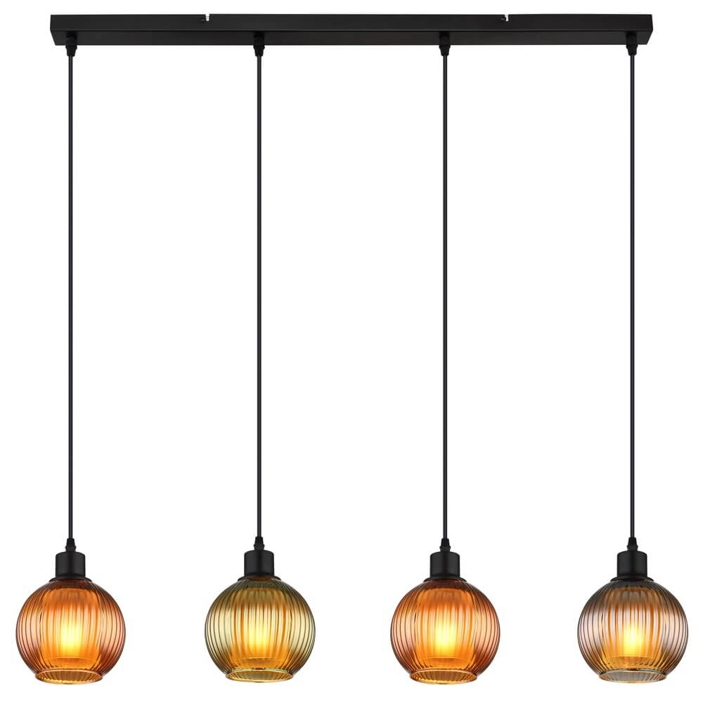 Pendant lamp Zumba Coloured glass 4-lights Globo 9007371452828