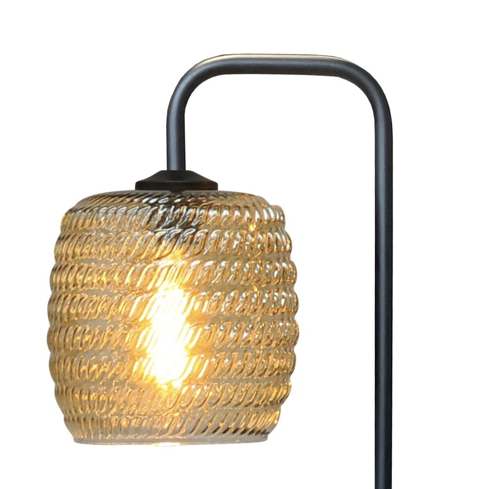 Black table lamp Quinto with ribbed glass Masterlight 8718121250946