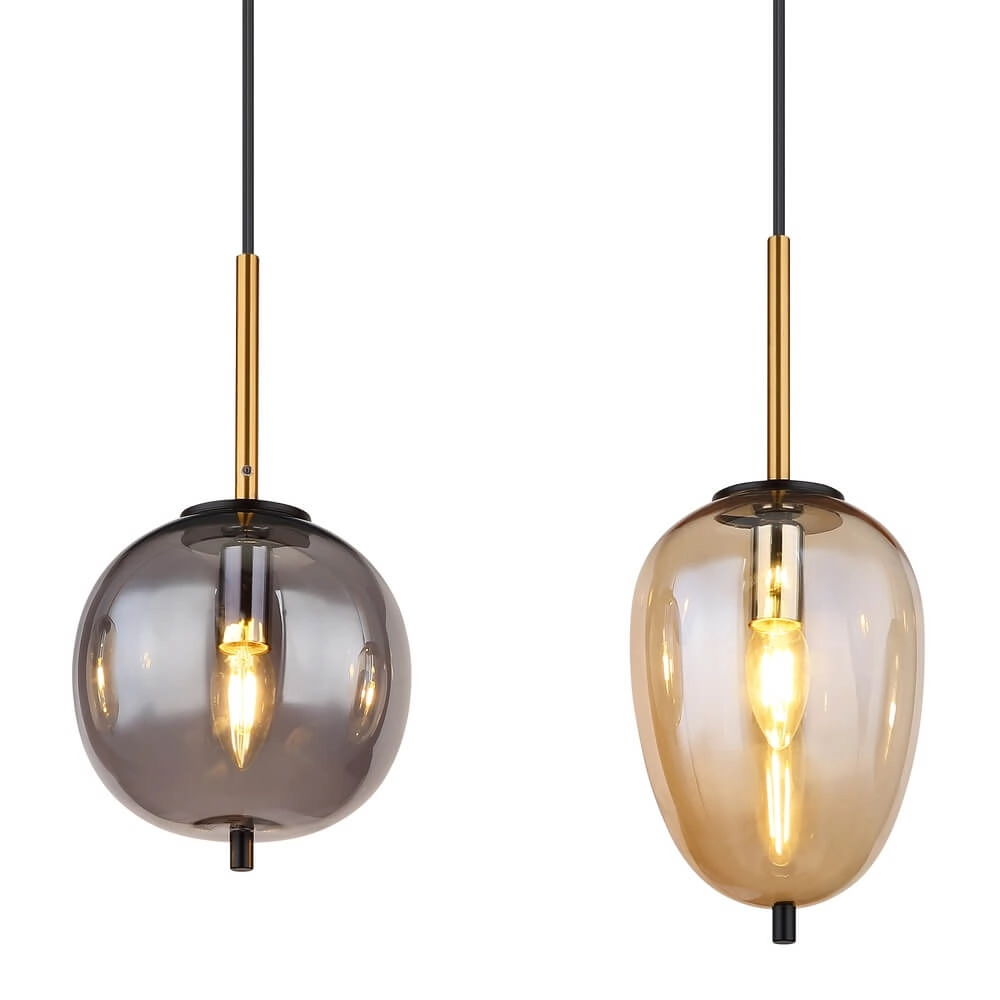Pendant lamp Blacky Amber and smoke glass 4-lights Globo 9007371431717
