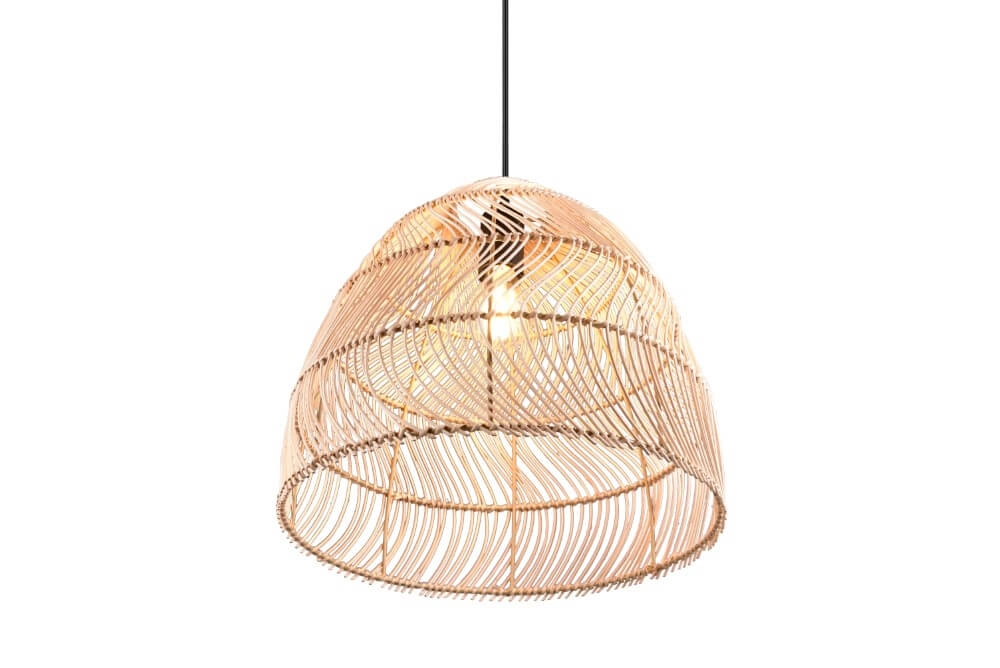 Hanging lamp Rike black with rattan wickerwork Trio 4017807539295