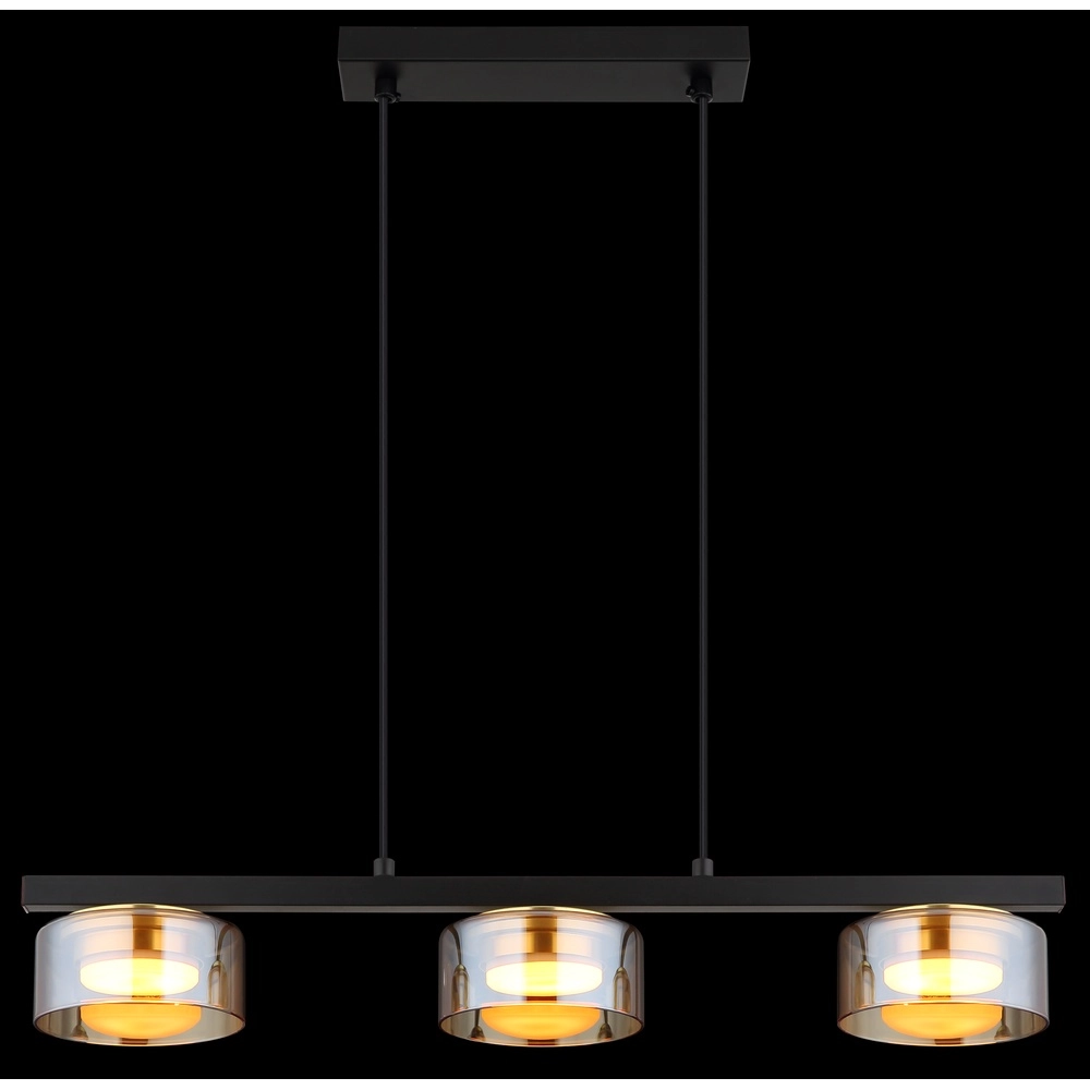 Design pendant lamp Higgins black with amber glass Globo 9007371531813