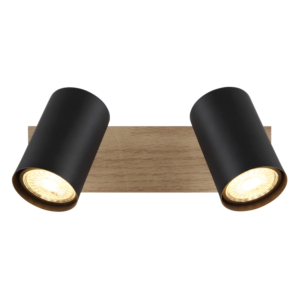 Ceiling lamp Linca 2-light black with wood Globo 9007371452941
