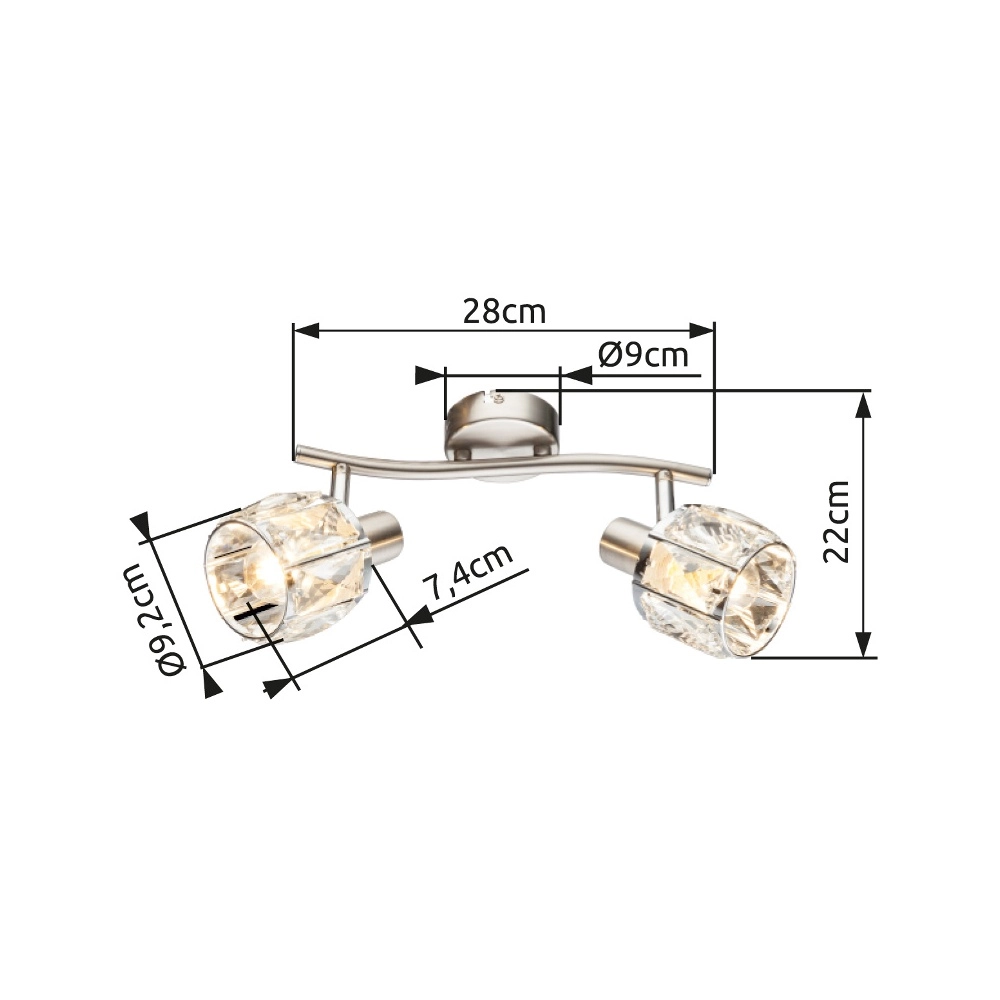 Ceiling lamp Kris 2-light nickel Globo 9007371360253