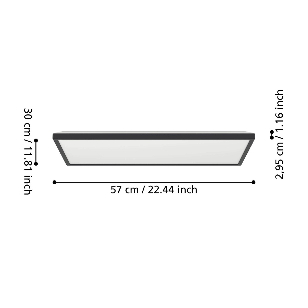Smart bathroom lamp Rovito-Z Square - Black - 57x30cm Eglo 9008606329762