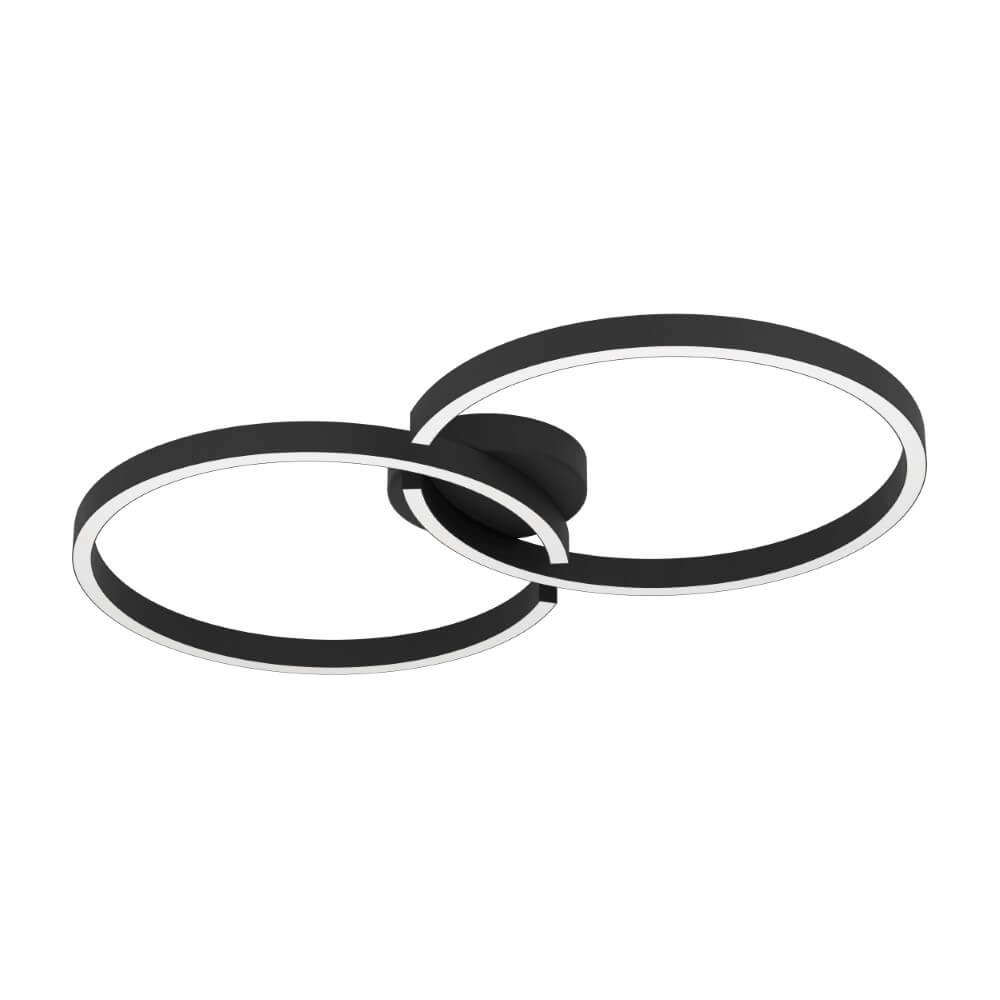 Black LED ceiling light Amandolo 2-rings
