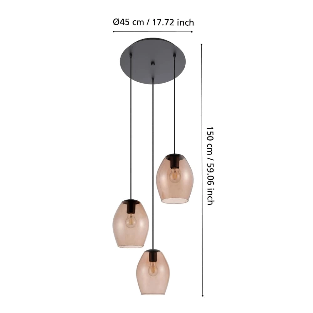 Amber glass hanging lamp Estanys 1 3-light Stars of Light 9008606235940