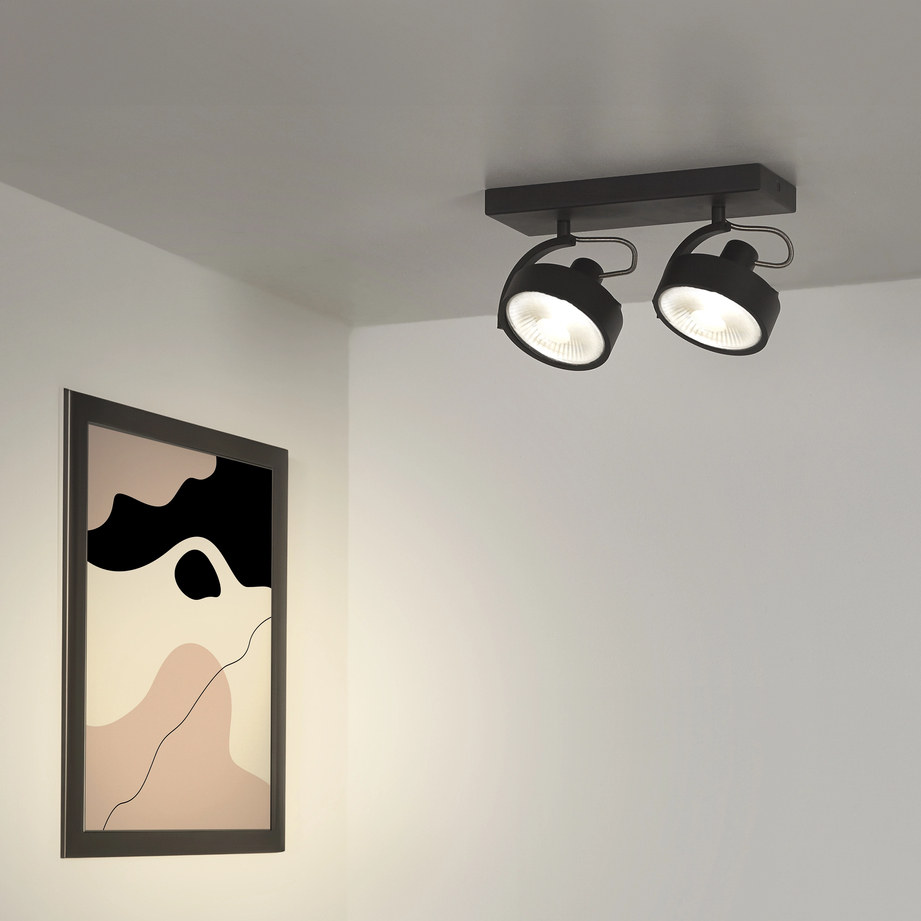 Surface-mounted spot Jupiter 2-light black Lyora 5053423275796