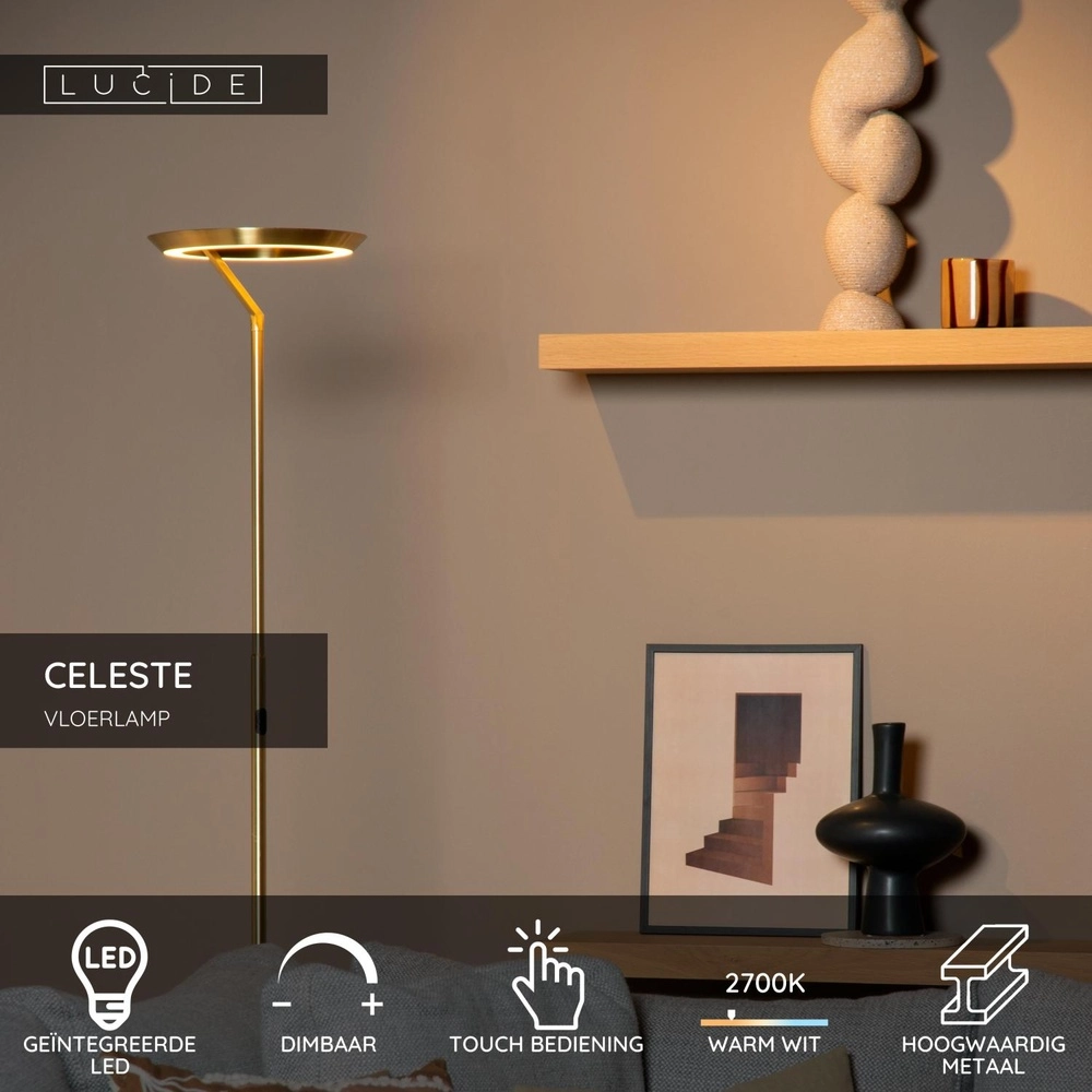 Design floor lamp Celeste gold Ø 28cm Lucide 5411212031921