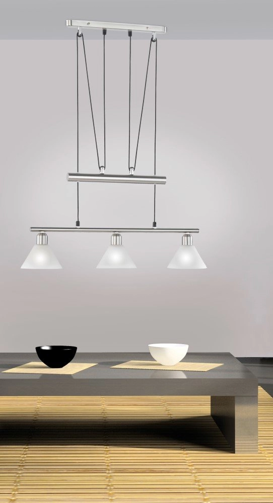 Modern Pendant Lamp Series 3751 3-light nickel matt Trio 4017807137729