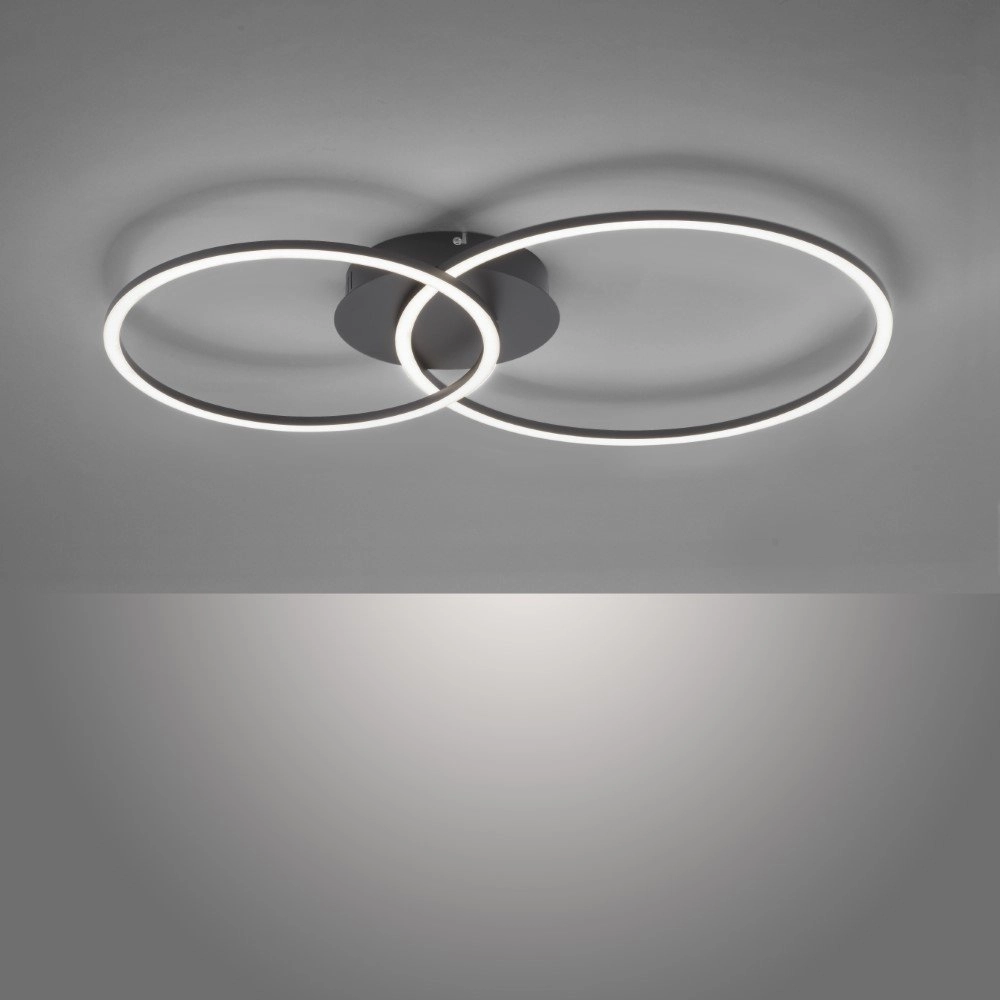 Modern ceiling lamp Ivanka 2-ring black Just Light 4043689970536