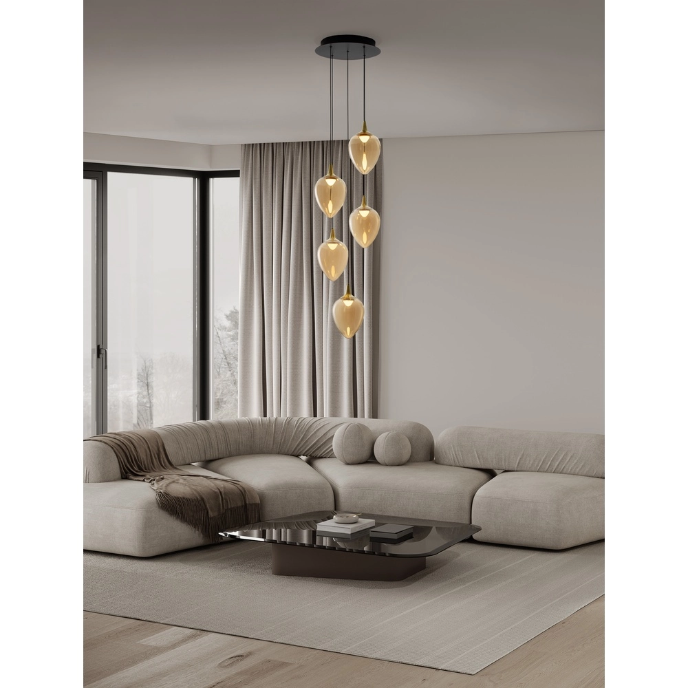Pendant lamp Nali 5-light amber glass Lyora 5212017477798