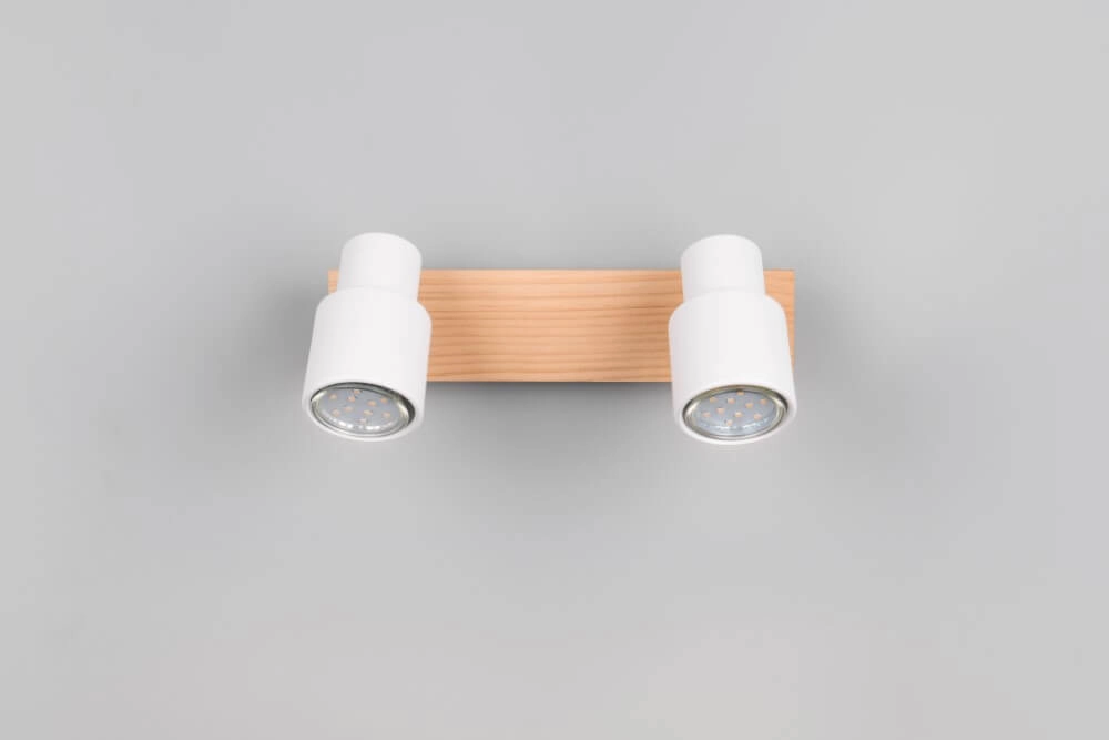 2-light ceiling lamp Pierre white with wood Trio 4017807638165