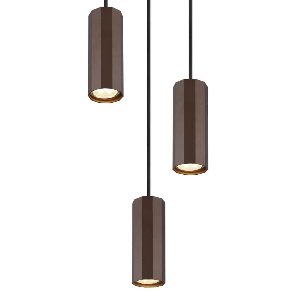 Bronze pendant lamp James 3-light round Globo 9007371453887