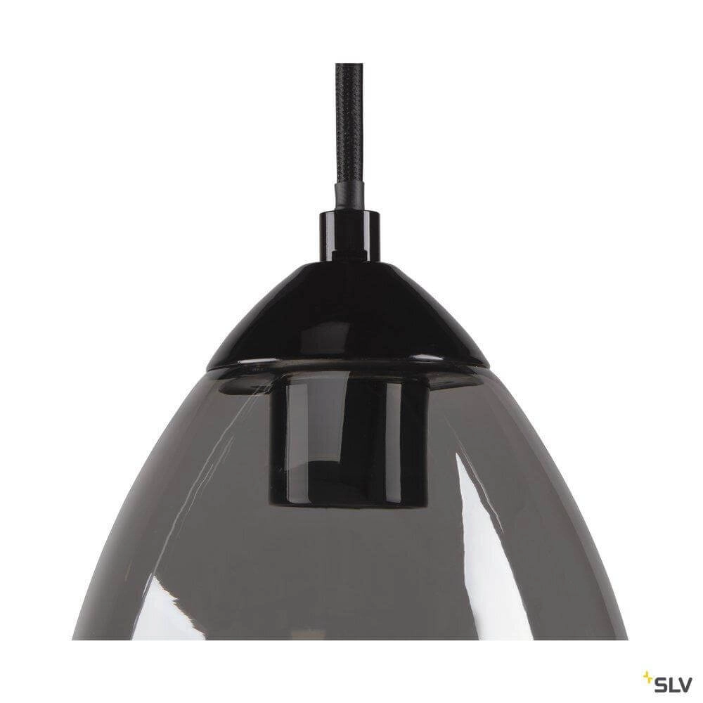 Glass pendant lamp Para Cone black with smoke glass SLV 4024163262385