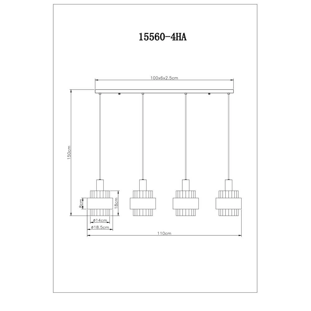 Pendant lamp Milley bronze 4-lights Globo 9007371468676