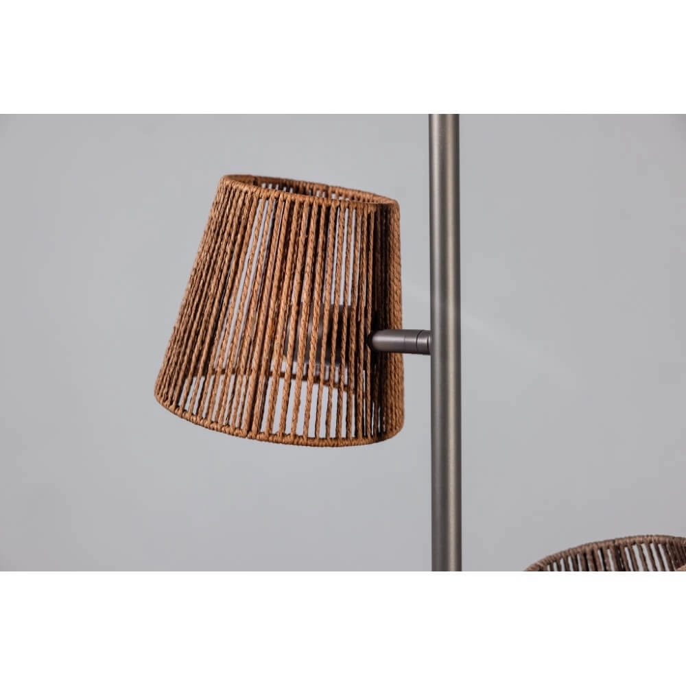 3-light floor lamp Daan brown with rattan ETH 8720195309345