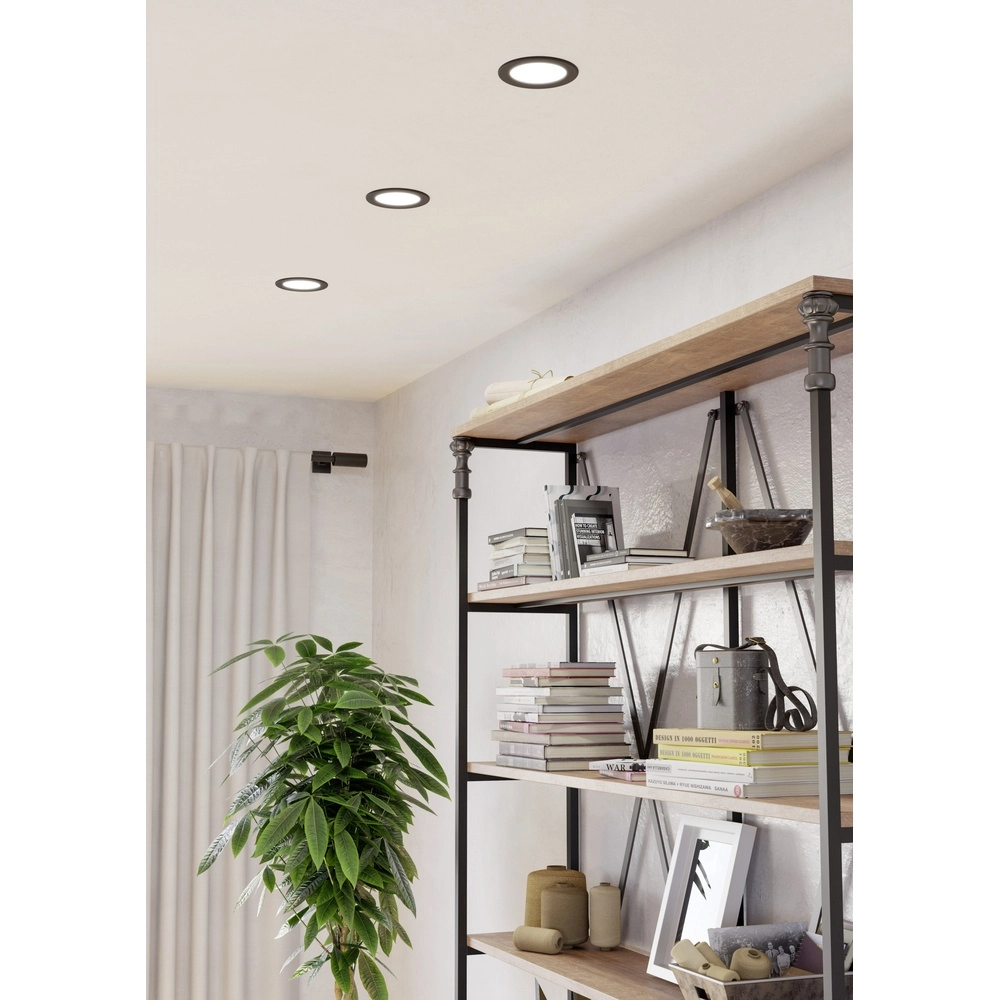 IP44 ceiling light Fueva 6 round - black - Ø 11,9cm Eglo 9008606330911