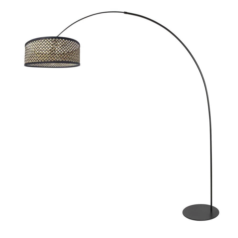 Floor lamp Curve black with rattan shade Ø 50cm Steinhauer 8712746179422