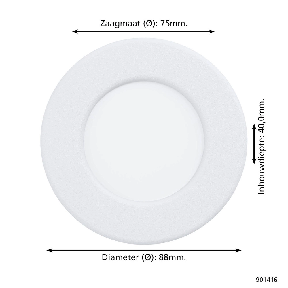 IP44 recessed spotlight Fueva 6 round - white - Ø 8,8cm Eglo 9008606330935