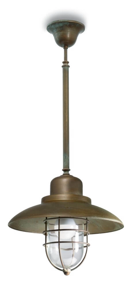Country Pendant Lamp Patio Cage M - aged brass
