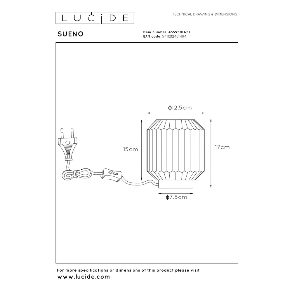 Table lamp Sueno grey Lucide 5411212451484