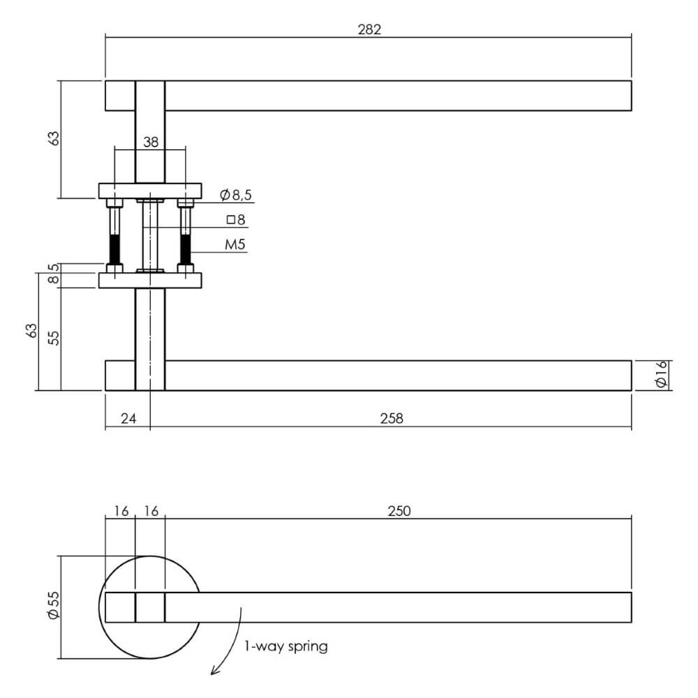 Design door handle Shiraat Right copper matt Intersteel 8714186563878