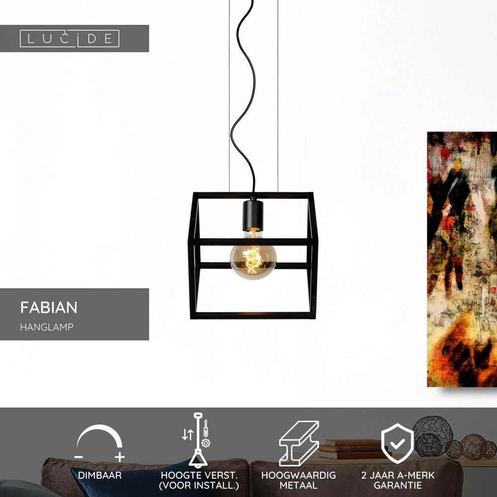 Modern pendant lamp Fabian Black Lucide 5411212010797