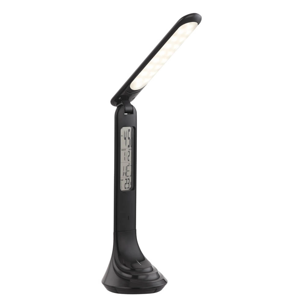 Desk lamp Tyrell black with clock